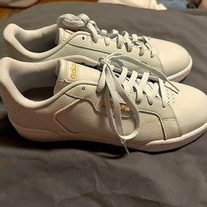 Baby blue leather adidas